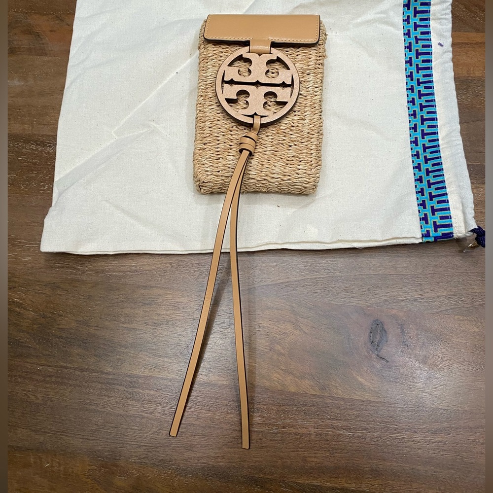 Tory Burch Miller Straw Phone Crossbody